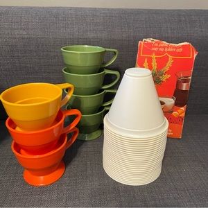 Vintage Solo Cups box of 26 and Cozy Cup Holders lot of 7 Mixed Colors + read
